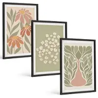 Tulup 4-Delige Schilderij Set - Bloemmotieven, minimalistische patronen, boho-stijl - 40 x 60 cm - Moderne Wanddecoratie - Woonkamer - Stijlvolle Muurdecoratie