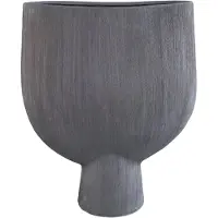 Ptmd Tywin Dark Grey Ceramic Oval Pot On Foot Lines L