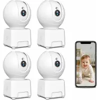 Zree 3MP WiFi IP Beveiligingscamera Binnen, Draaibare Camera met Zoom, Nachtzicht en Tweeweg Audio 4PCS