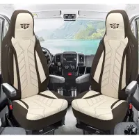 BREMER SITZBEZÜGE Premium Camper stoelhoezen voor Rapido Serie C PLKT210 in Bruin/Beige (2 losse stoelen)