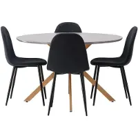 Ebuy24 Piazza eethoek eettafel grijs 4 stoelen zwart.