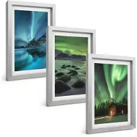 Tulup 4-Delige Schilderij Set - Winterlandschappen met het noorderlicht boven de bergen - 20 x 30 cm - Muurdecoratie - Wanddecoratie - Slaapkamer - Interieur Decoratie