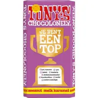 Tony's Chocolonely - Chocoladecadeau - Je bent een Topper Chocolade Reep - Melk Karamel Zeezout - Kado - 180 gram - Fairtraide Chocolade - Bulk verpakking - 15 stuks x 180 gram
