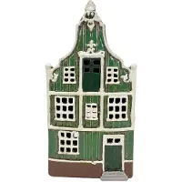 Clayre & Eef Waxinelichthouder Huis Groen Keramiek