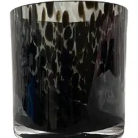 Vase the World Vaas Celtic Grey Cheetah | Koker | waxinelichthouder | 12,5 x 12,5 cm | Mondgeblazen glas