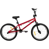 Happiq Freestyle BMX-fiets – Voor kinderen – Beginners tot geavanceerde rijders, met 360 graden gyro en 4 haringen – Red-20 Inch