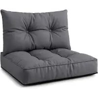 Amazinggirl Kussen Lounge Tuinmeubelen - Set: zitkussen 60x60 cm en rugkussen 40x60 cm Rug Rattan Ideaal voor balkon terras loungeset buiten comfort vulling dik duurzaam Grafiet
