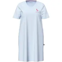 Ulla Popken - Dames - Bigshirt postduiven V-hals korte mouw - Lichtblauw - Maat 50+