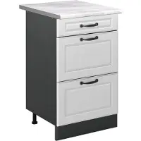 Vicco Keukenonderkast R-Line, Wit landelijk/Antraciet, 50 cm marmer werkblad