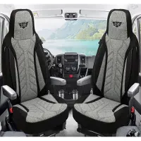 BREMER SITZBEZÜGE Premium Camper stoelhoezen voor Frankia Yucon T PLKT201 in Zwart/Grijs (2 losse stoelen)