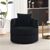 OKWISH Fauteuil - 360° Draaibaar Met Opbergruimte Onder Zitting - Zachte Corduroy Voor Woonkamer En Slaapkamer - Stof - Zwart