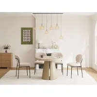 Vente-unique Uitschuifbare eettafel voor 4 tot 12 personen in MDF en metaal Beige - Travertijn effect beige JARELIA