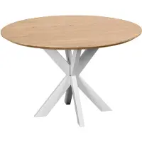 QUVIO Eettafel Sofia - Rond - ø120 cm - Witte kruispoot - FSC gecertificeerd mangohout - Naturel