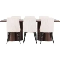 Ebuy24 Olivia eethoek eettafel mokka 6 stoelen fluweel beige.