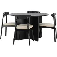 Ebuy24 Tyresö eethoek eettafel zwart 4 stoelen whitewash.