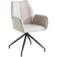 Lizzely Garden & Living SET DEAL: 4 stuks Eetkamerstoel met armleuningen draaibaar taupe chenille Halix eetstoel zetel