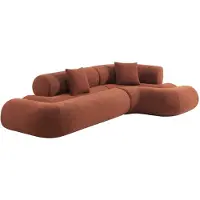 Sweeek Rechter hoekbank organisch 3 zitplaatsen gestructureerde bouclé Terracotta