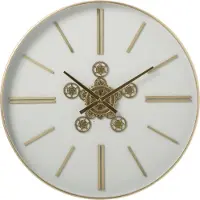 J-Line wandklok ijzer - wit/goud - 90 cm