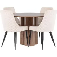 Ebuy24 Olivia eethoek eettafel bruin 4 stoelen fluweel beige.