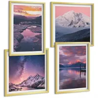 Tulup 4-Delige Schilderij Set - Bergen en water in prachtige natuurlijke landschappen - 40 x 40 cm en 40 x 60 cm - Wanddecoratie - Schilderijen Set - Kantoor