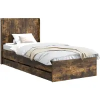 vidaXL bedframe met opbergruimte en hoofdeinde, gerookt eikenhout