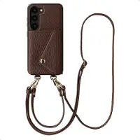 Selencia Sera Telefoonhoes met Koord en Envelop Pashouder voor de Samsung Galaxy S23 - Chocolate Brown