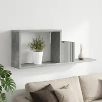 vidaXL Zwevende schappen Betongrijs 80 x 15 x 30 cm Bewerkt hout