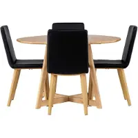 Ebuy24 Yakidon eethoek eettafel met uitschuifbare functie bruin 4 stoelen PU kunstleer zwart.