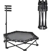 Happiq Fitness Trampoline voor Volwassenen - Opvouwbare Rebounder voor Binnen & Buiten - Staal Zwart