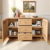 STILVORA Dressoir - 2 Deuren En 3 Lades Voor Geordende Opbergruimte - Voor Hal Woonkamer En Eetkamer - MDF En Spaanplaat - 140x40x80 Cm - Naturel