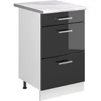 Vicco Keukenonderkast R-Line, Antraciet Hoogglans/Wit, 50 cm marmer werkblad