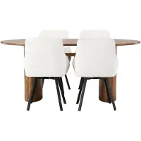 Ebuy24 Isolde eethoek eettafel naturel 4 stoelen beige.