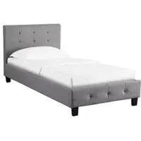 CARO-Möbel Gestoffeerd bed OHIO 90 x 200 cm, inclusief lattenbodem in grijs