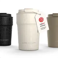 LARS NYSØM Bevægelse Thermos Coffee Mug-to-go 380ml - BPA-vrij met Isolatie - Lekvrije Roestvrijstalen Thermosbeker (Cream Beige/Crocodile/Gloss)