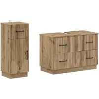 vidaXL 2-delige badkamerset, kastjes, model HOORN, artisan eikenhout