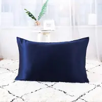 Famanu – Kussensloop 40 x 60 cm, 100% natuurlijke pure zijde, 19 Momme, met verborgen rits, marineblauw