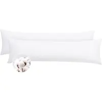 Famanu – Set van 2 kussenslopen voor zijslaapkussens van 40 x 145 cm, katoen, met rits, witte kussenslopen