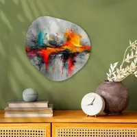 MuchoWow Organische wanddecoratie 40x40 cm - Organisch schilderij Modern - Oranje - Grijs - Kunst - Muurdecoratie woonkamer - Kamer decoratie - Schilderijen - Muurcirkel aesthetic
