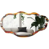 Wallfluent Etnische Zones Spiegel - Zwart Elegante Rechthoekige Wandspiegel - Organische Spiegel - Woonkamer, Hal, Kantoor - Geometrisch - 45x90 cm - Totale afmeting 52x97 cm