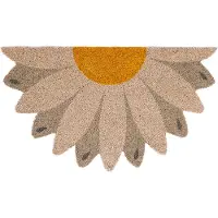 Famanu – Grappige kokos deurmat met antislip PVC, 70x40 cm, Daisy white