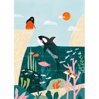 IXXI Bea Muller Underwater Scene, Bea Müller & Various - 100 x 140 cm - Gratis ophangtool - Grote wanddecoratie en posters - Modern, Kleurrijk