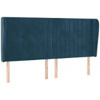 vidaXL Hoofdbord met randen 183x23x118/128 cm fluweel donkerblauw