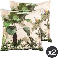 Tiseco Kussen (gevuld) AMBIANCE PRINT, SET/2, 45x45cm, jungle