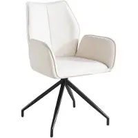 Lizzely Garden & Living SET DEAL: 4 stuks Eetkamerstoel met armleuningen draaibaar beige chenille Halix eetstoel zetel