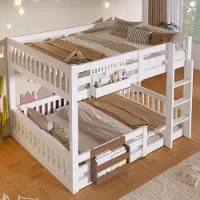 Merax Stapelbed 140 x 200 cm - opbergruimte - veiligheidshekje - ladder - zonder matras - wit