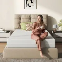 OKWISH Koudschuimmatras 140x200 cm - Ergonomisch D25 Schuim - 16 cm Hoog - Gemiddeld Ligcomfort - Afneembare Wasbare 3D Hoes - Wit