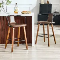 STILVORA Barkruk Set Van 2 Met Armleuning En Rugleuning Modern Scandinavisch Voor Keuken Eiland En Barstoel Kunstleer Bruin