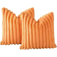 MODFU Kussenslopen 2 stuks 45x45 cm – Zachte plush – Met verborgen ritssluiting – Franjerand – Voor slaapkamer & woonkamer – Oranje