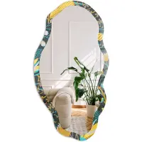 Coloray Plantenpatroon Spiegel - Zwart Moderne Rechthoekige Wandspiegel - Organische Spiegel - Slaapkamer, Woonkamer, Kantoor - Illustratief - 45x90 cm - Totale afmeting 52x97 cm