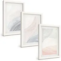 Tulup 3-Delige Schilderij Set - Abstracte golven schilderij op karton met pastelkleuren - 20x30 - Moderne Wanddecoratie - Slaapkamer - Woonkamer Decoratie